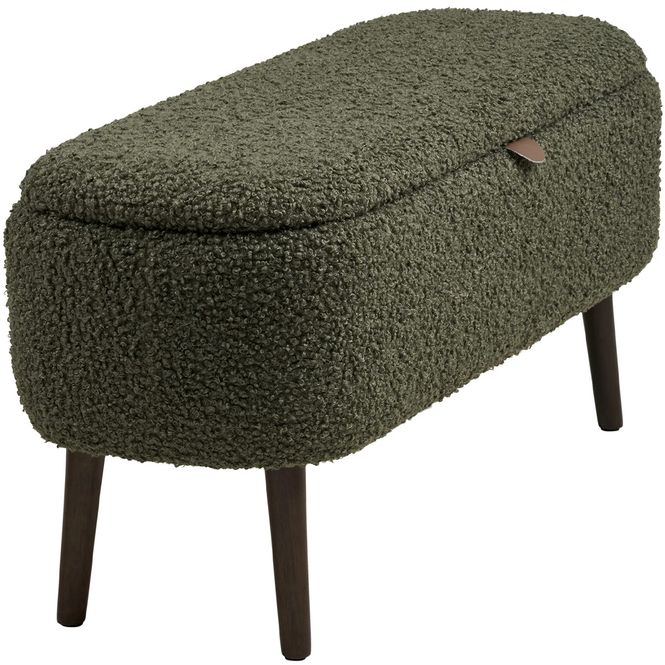Hovedbilde Harlow 95 cm benk med oppbevaring - grønn bouclé ...