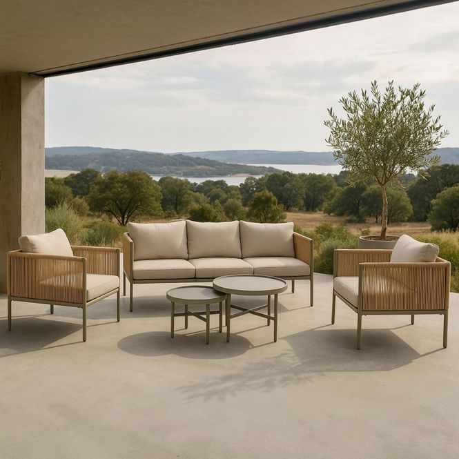 Hovedbilde Sintra sofagruppe 3+1+1 med 2 bord - aluminium & ...