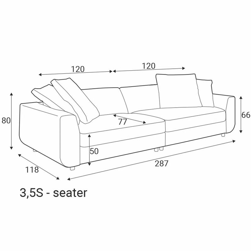 Motive 3,5 seter sofa 287 cm Wave cordfløyel tekstil