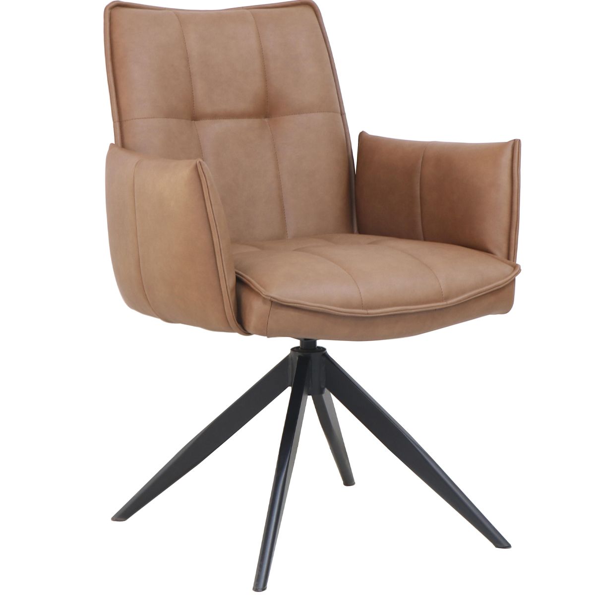 Katrine spisestol m/arm & sving - Coffee PU