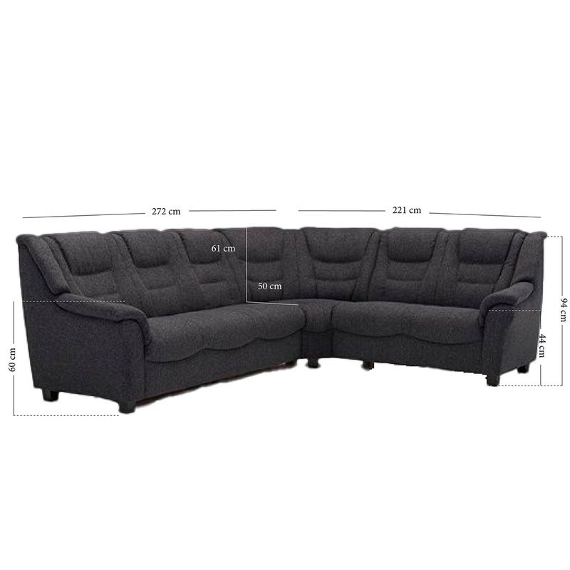 Monza Hjørnesofa i ekte skinn 272x221 Madras/Spalt