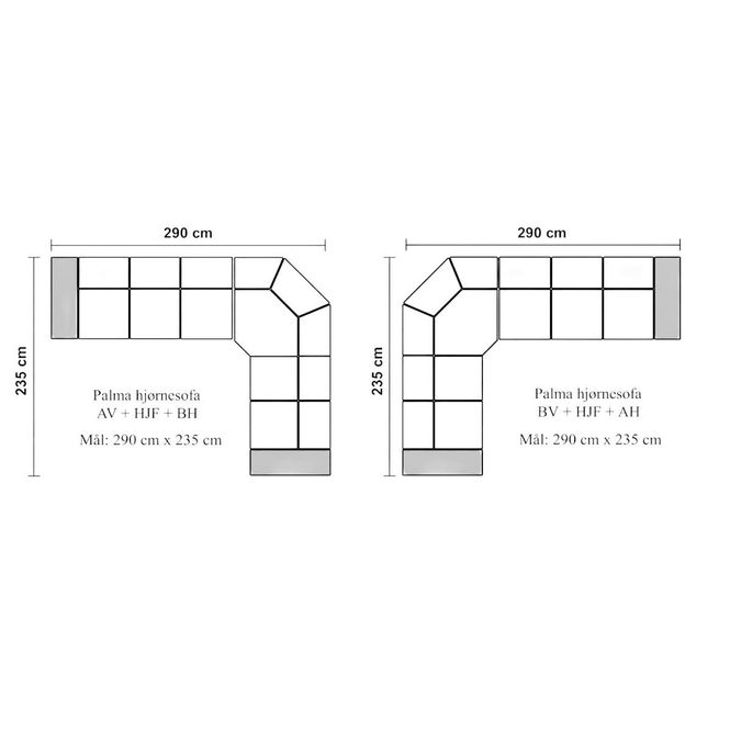Hovedbilde Palma 290x235 hjørnesofa i ekte skinn med ...