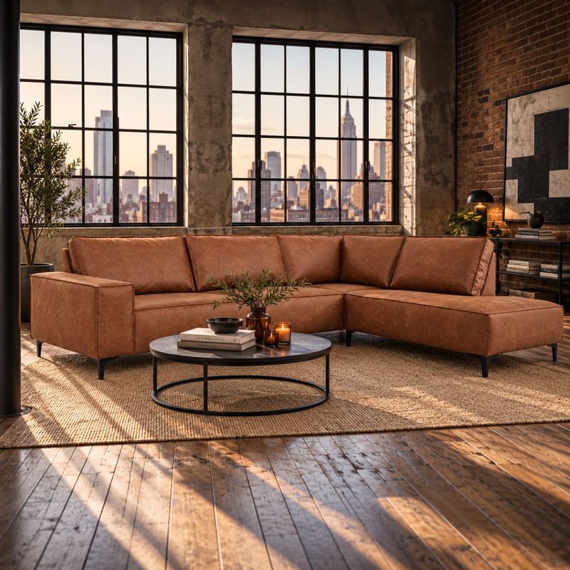 Brussel hjørnesofa med åpen ende 305x214 cm | Colorado ECO-skinn