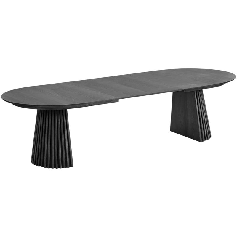 Osaka Ovalt Spisebord med uttrekk 120x200 - inkl 2 illeggsplater | Black Oak