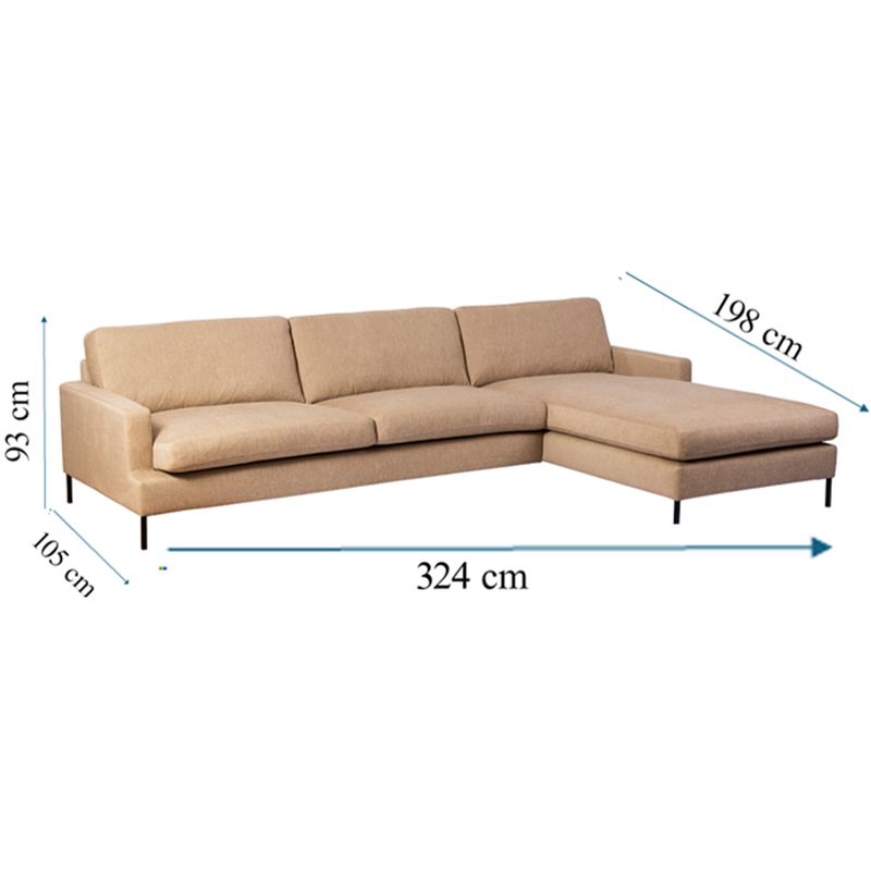 Crosby 3 seter sofa 2,5N dyp m/sjeselong 324x198 Fluff One Storm