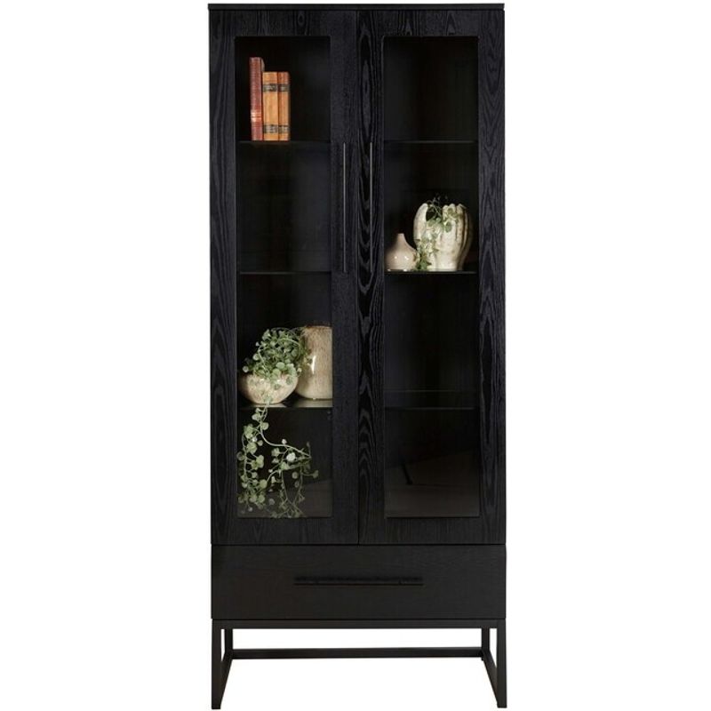Lavall vitrineskap sort ask finer - Bredde 80cm H: 190cm