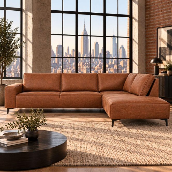 Hovedbilde Brussel hjørnesofa med åpen ende 305x214 cm | Colorado ECO-skinn