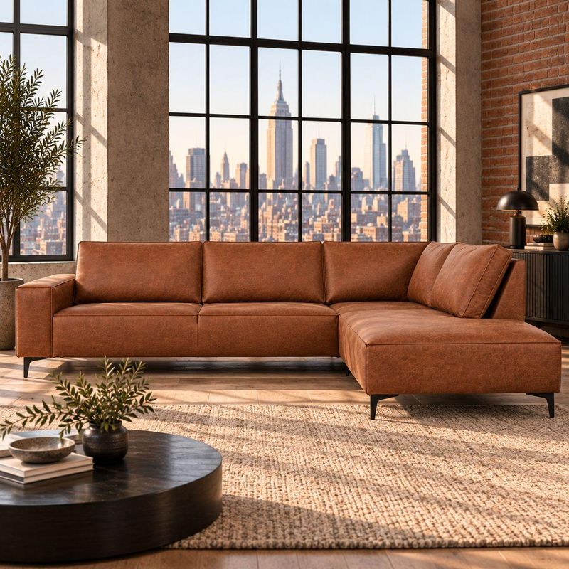 Brussel hjørnesofa med åpen ende 305x214 cm | Colorado ECO-skinn