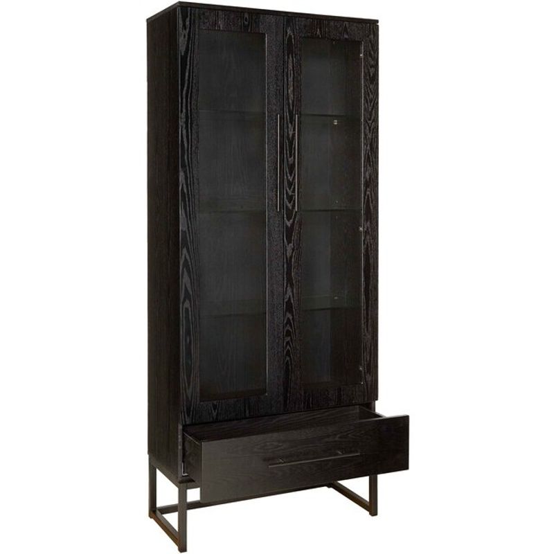 Lavall vitrineskap sort ask finer - Bredde 80cm H: 190cm