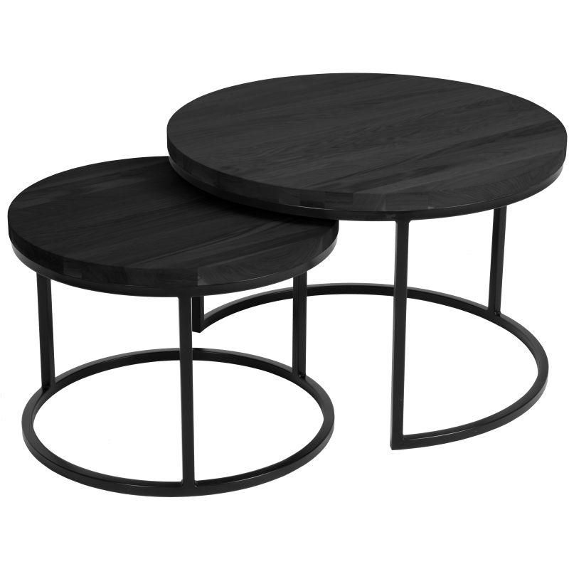 Mango sofabord sett heltre sortbeiset ask 75/60cm