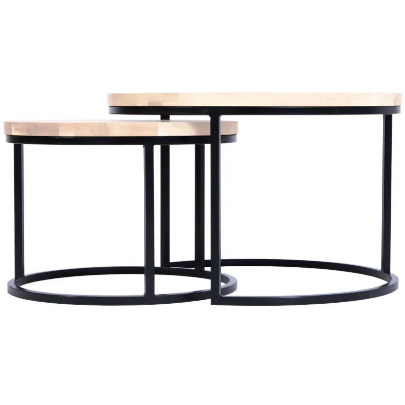 Mango sofabord sett heltre hvitoljet eik 75/60cm
