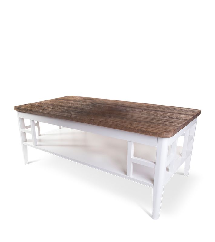 Alaska Sofabord heltre massiv rustikk hvitlakkert 130×70×52