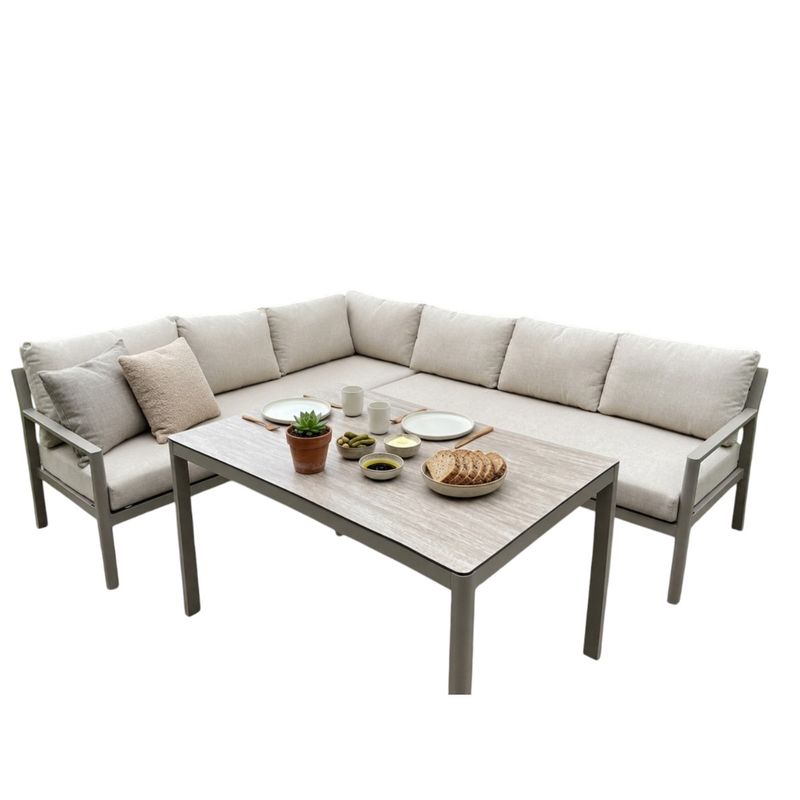 Hydra loungesofa hjørne med bord - champagne aluminium
