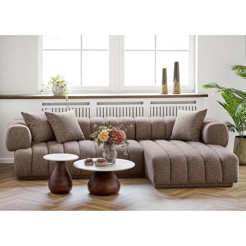 Aurora sofa 3-seter med sjeselong - brown | House Nordic 