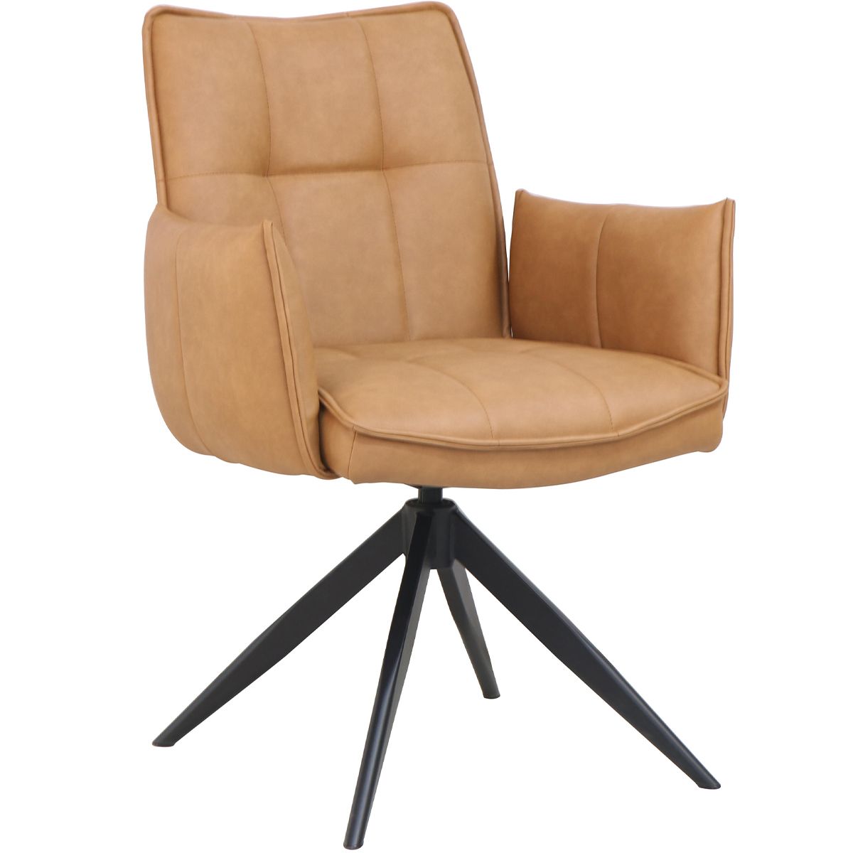 Katrine spisestol m/arm & sving - Cognac PU